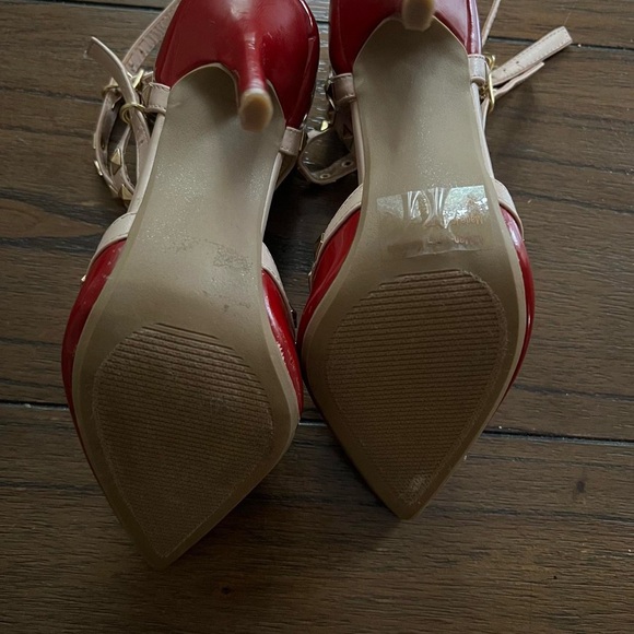 Wild Diva Red and nude studded heels Wild Diva